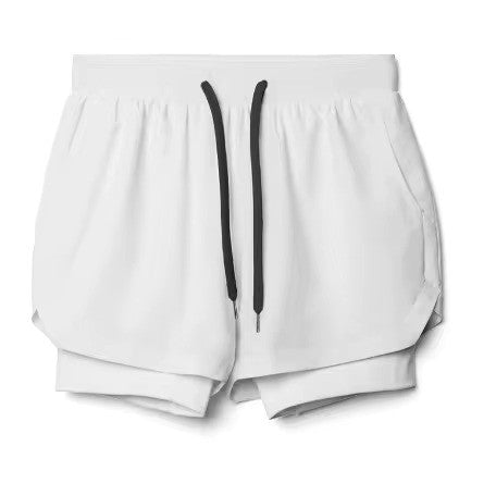 מכנסי ריצה קצרים לחדר כושר 2 ב-1 עם כיס