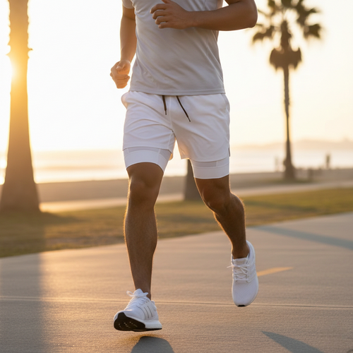מכנסי ריצה קצרים לחדר כושר 2 ב-1 עם כיס