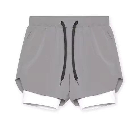 מכנסי ריצה קצרים לחדר כושר 2 ב-1 עם כיס