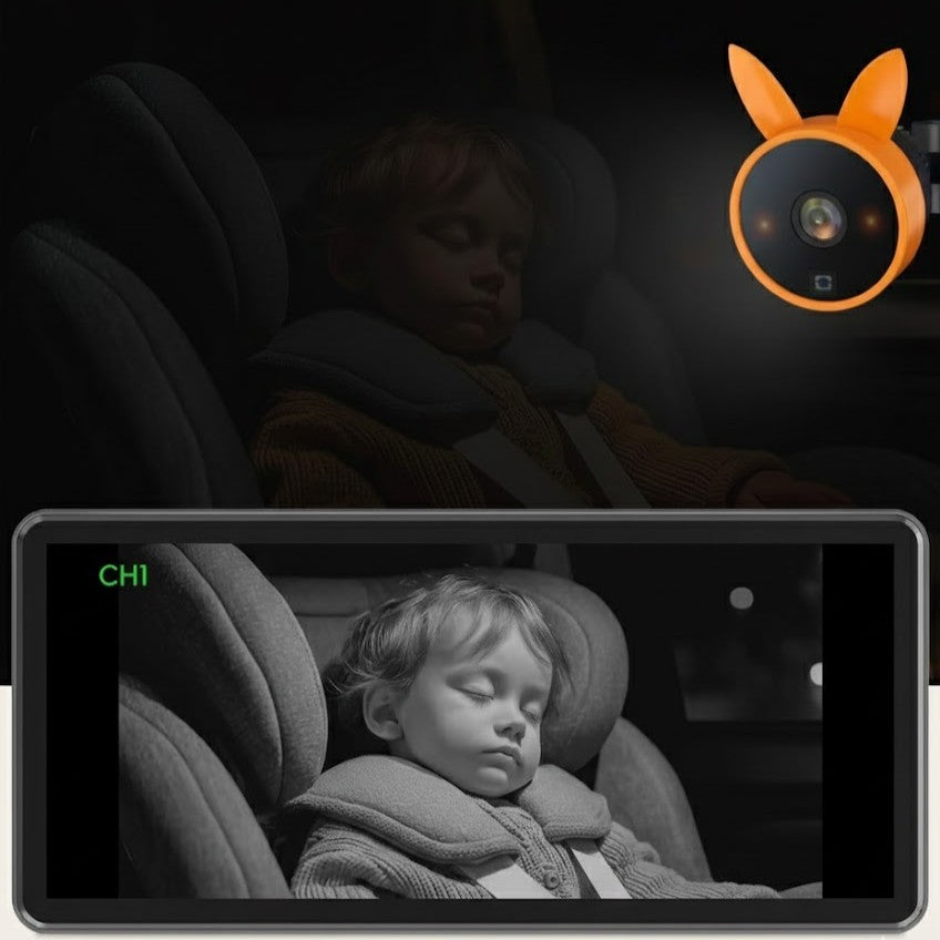 מצלמת תינוק לרכב לשני ילדים