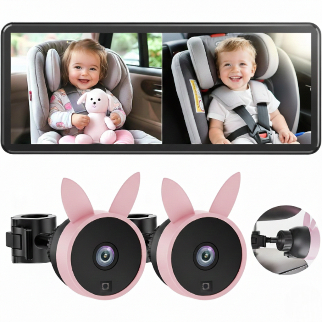 מצלמת תינוק לרכב לשני ילדים