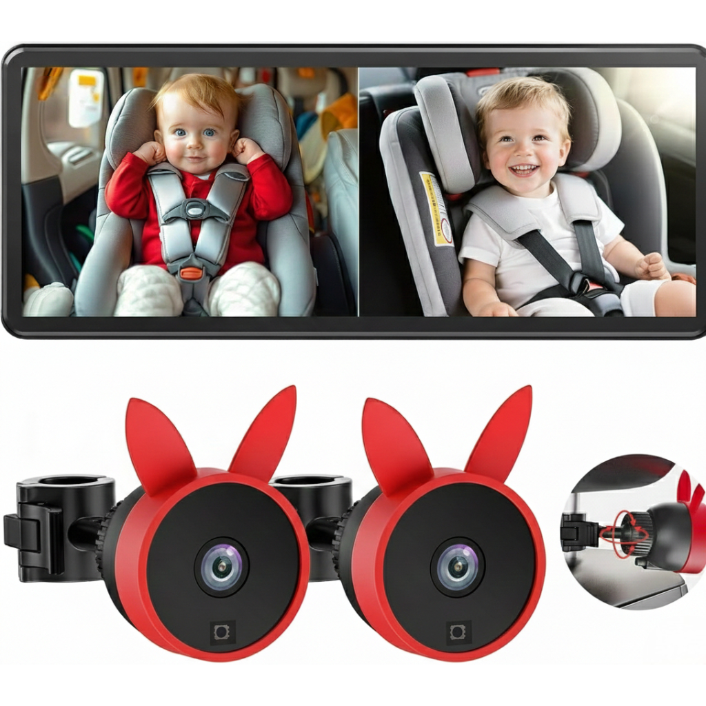 מצלמת תינוק לרכב לשני ילדים