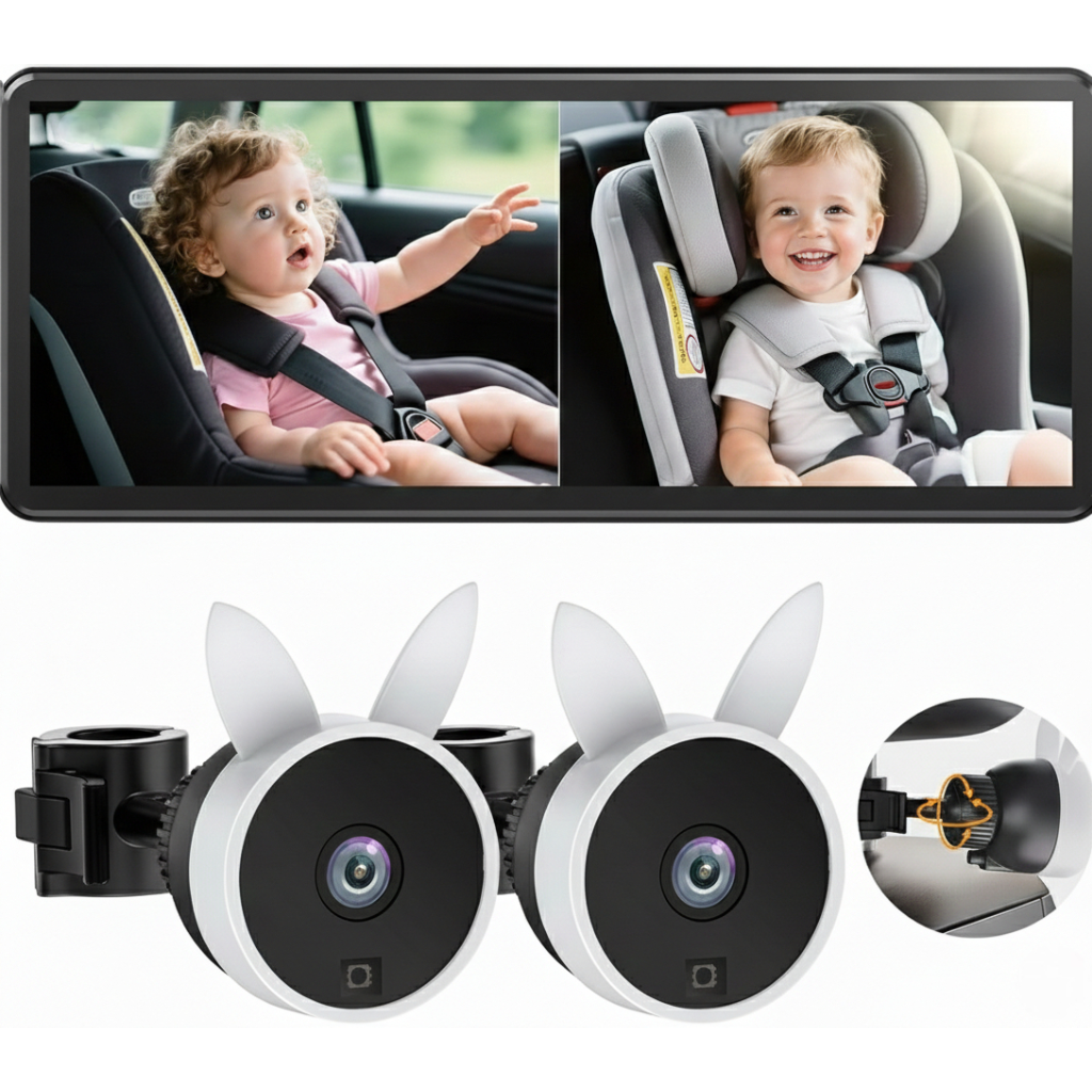 מצלמת תינוק לרכב לשני ילדים