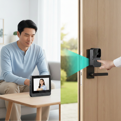 מצלמת פעמון דלת אלחוטית עם צג